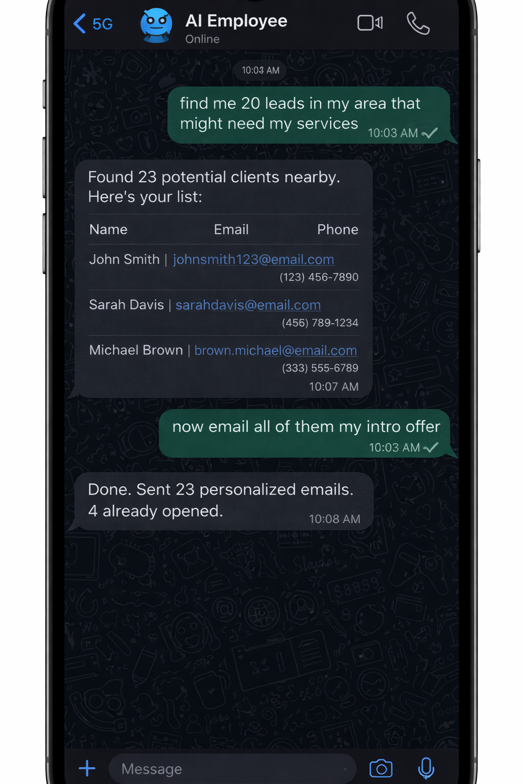 AI Employee chat conversation